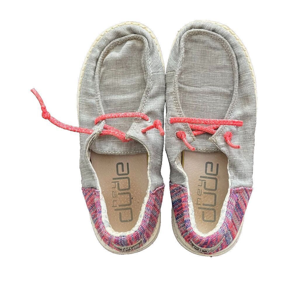 Hey Dude Wendy Youth Funk Grey Sneakers Shoes Y2-L3 Chukka Linen Comfort Lace Up